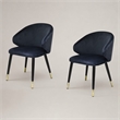 Pemberly Row Wingback Velvet Dining Chairs in Blue/Metal (Set of 2)