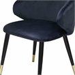 Pemberly Row Wingback Velvet Dining Chairs in Blue/Metal (Set of 2)