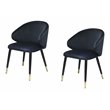 Pemberly Row Wingback Velvet Dining Chairs in Blue/Metal (Set of 2)