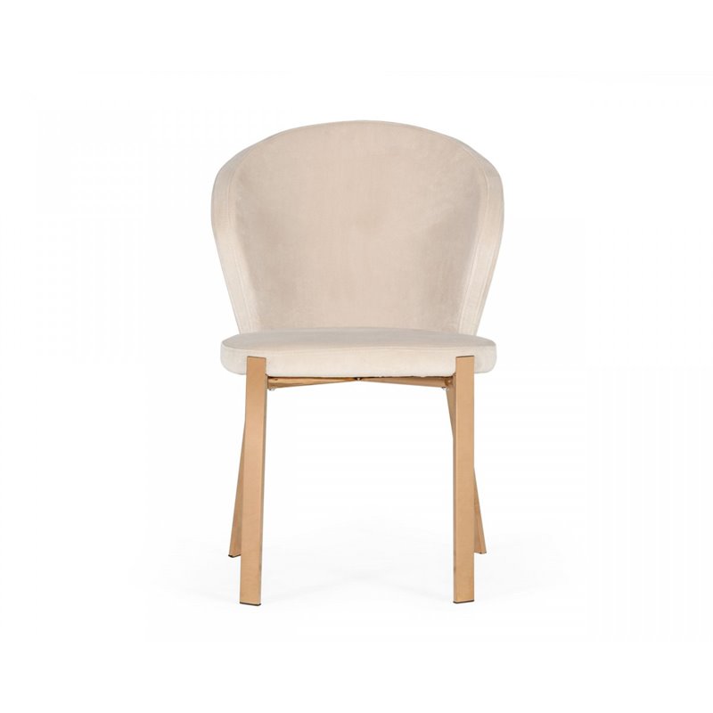 Pemberly Row Modern Velvet Dining Chairs in Beige/Rosegold (Set of 2)