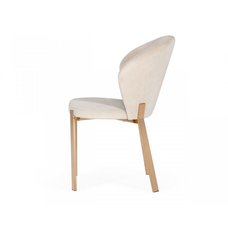 Pemberly Row Modern Velvet Dining Chairs in Beige/Rosegold (Set of 2)