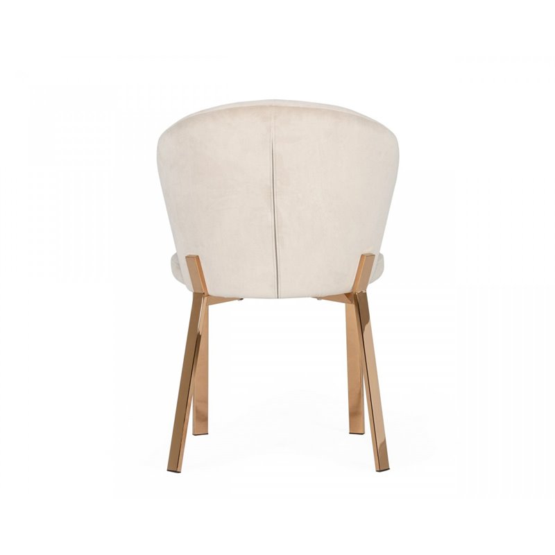 Pemberly Row Modern Velvet Dining Chairs in Beige/Rosegold (Set of 2)