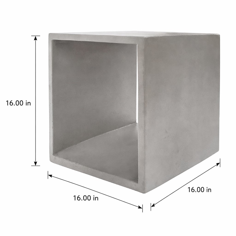 Pemberly Row Concrete Stone Modular Gray Cube End Table