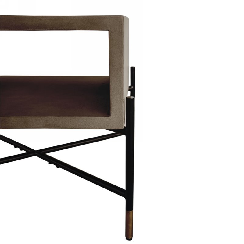Pemberly Row Walker Modern Concrete and Metal Coffee Table in Gray/Black