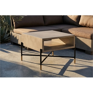 Pemberly Row Walker Modern Concrete and Metal Coffee Table in Gray/Black