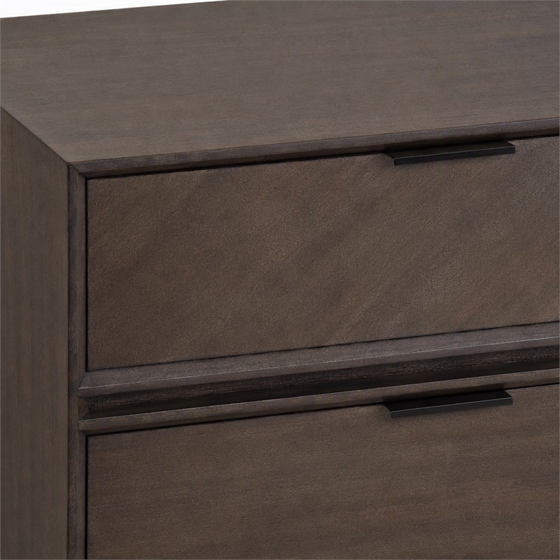 Pemberly Row Roger Mid-Century Acacia Veneer Wood Dresser in Brown/Black
