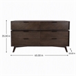 Pemberly Row Roger Mid-Century Acacia Veneer Wood Dresser in Brown/Black