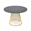 Pemberly Row Round Stainless Steel Dining Table in Black and Gold