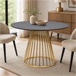 Pemberly Row Round Stainless Steel Dining Table in Black and Gold