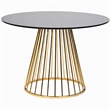 Pemberly Row Round Stainless Steel Dining Table in Black and Gold