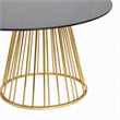 Pemberly Row Round Stainless Steel Dining Table in Black and Gold