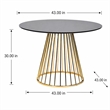 Pemberly Row Round Stainless Steel Dining Table in Black and Gold