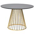 Pemberly Row Round Stainless Steel Dining Table in Black and Gold