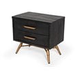 Pemberly Row Recycled Pine Wood Nightstand in Dark Brown with Brass Accents