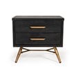 Pemberly Row Recycled Pine Wood Nightstand in Dark Brown with Brass Accents