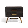 Pemberly Row Recycled Pine Wood Nightstand in Dark Brown with Brass Accents