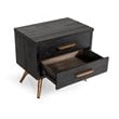 Pemberly Row Recycled Pine Wood Nightstand in Dark Brown with Brass Accents