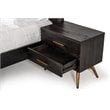 Pemberly Row Recycled Pine Wood Nightstand in Dark Brown with Brass Accents