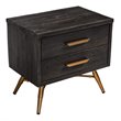 Pemberly Row Recycled Pine Wood Nightstand in Dark Brown with Brass Accents