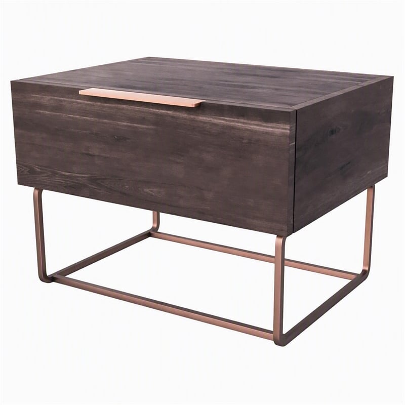 Pemberly Row Modern Oak Wood Veneer Nightstand in Walnut