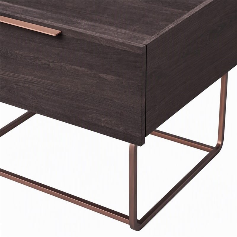 Pemberly Row Modern Oak Wood Veneer Nightstand in Walnut