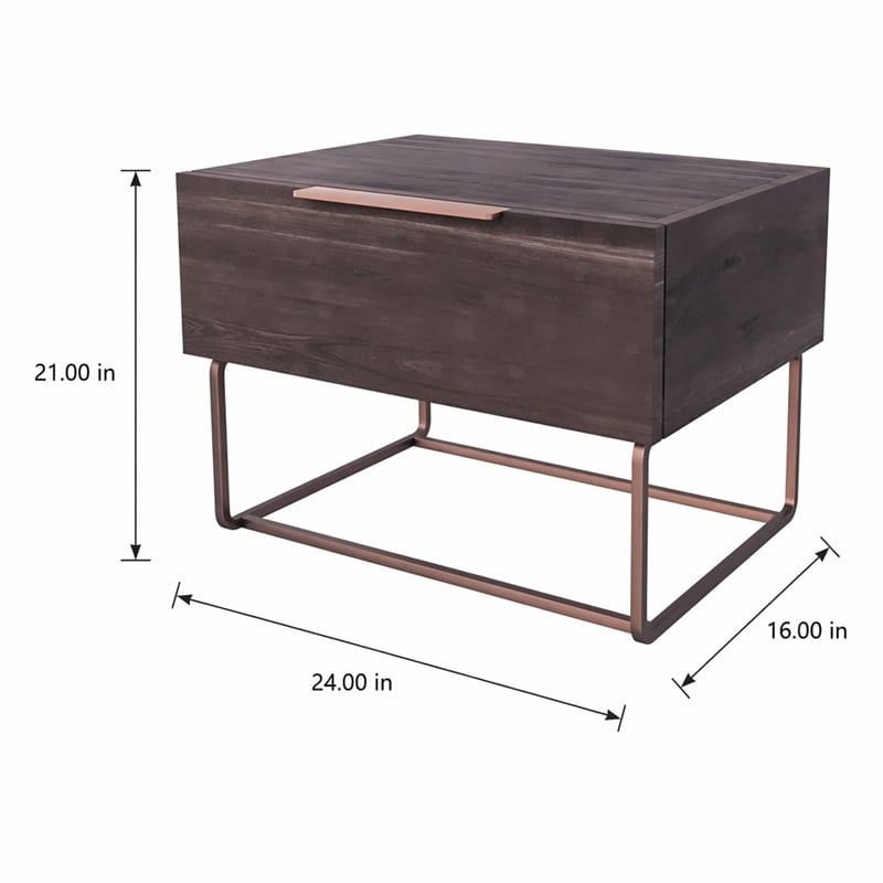 Pemberly Row Modern Oak Wood Veneer Nightstand in Walnut