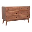 Pemberly Row Walnut 6-Drawer Solid Wood Bedroom Dresser