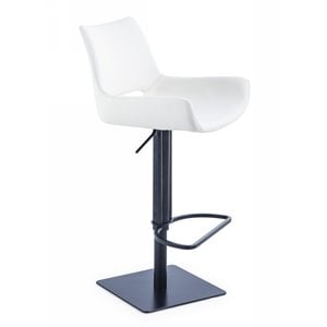 Pemberly Row Modern Adjustable Faux Leather Bar Stool in White