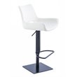 Pemberly Row Modern Adjustable Faux Leather Bar Stool in White