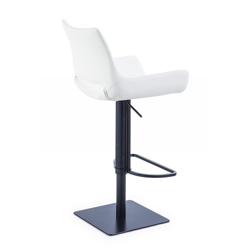 Pemberly Row Modern Adjustable Faux Leather Bar Stool in White