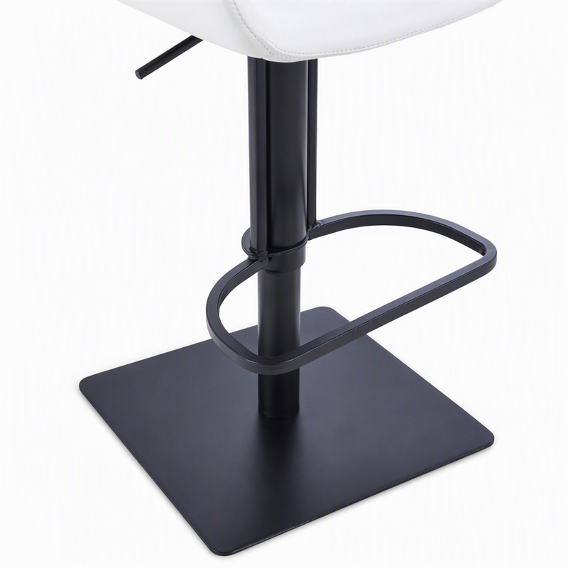 Pemberly Row Modern Adjustable Faux Leather Bar Stool in White
