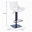 Pemberly Row Modern Adjustable Faux Leather Bar Stool in White