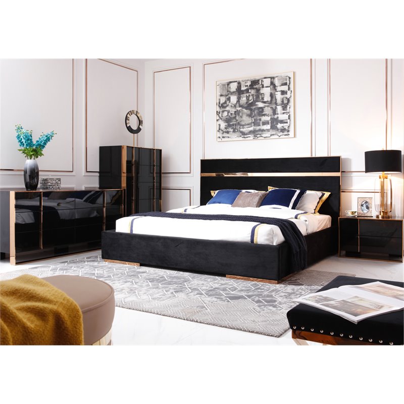 Pemberly Row 5-Drawer MDF Wood Chest with Rose Gold Accents