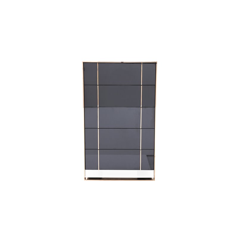 Pemberly Row 5-Drawer MDF Wood Chest with Rose Gold Accents