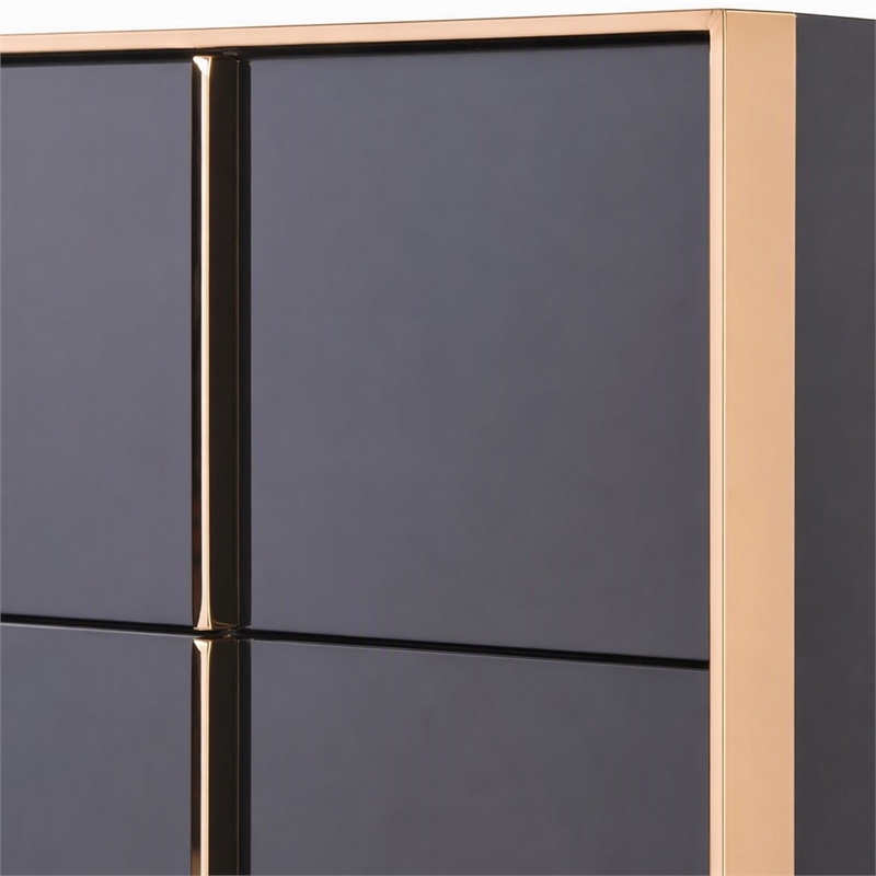 Pemberly Row 5-Drawer MDF Wood Chest with Rose Gold Accents