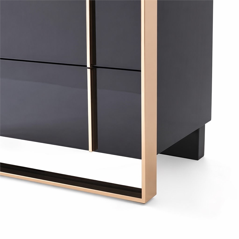 Pemberly Row 5-Drawer MDF Wood Chest with Rose Gold Accents