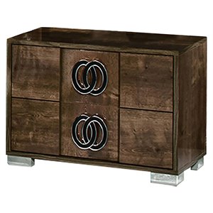 Pemberly Row Modern Wood Veneer Nightstand in Brown and Black