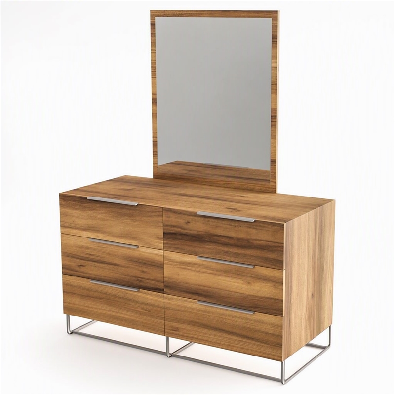 Pemberly Row Rectangular Veneer & Glass Mirror in Light Oak