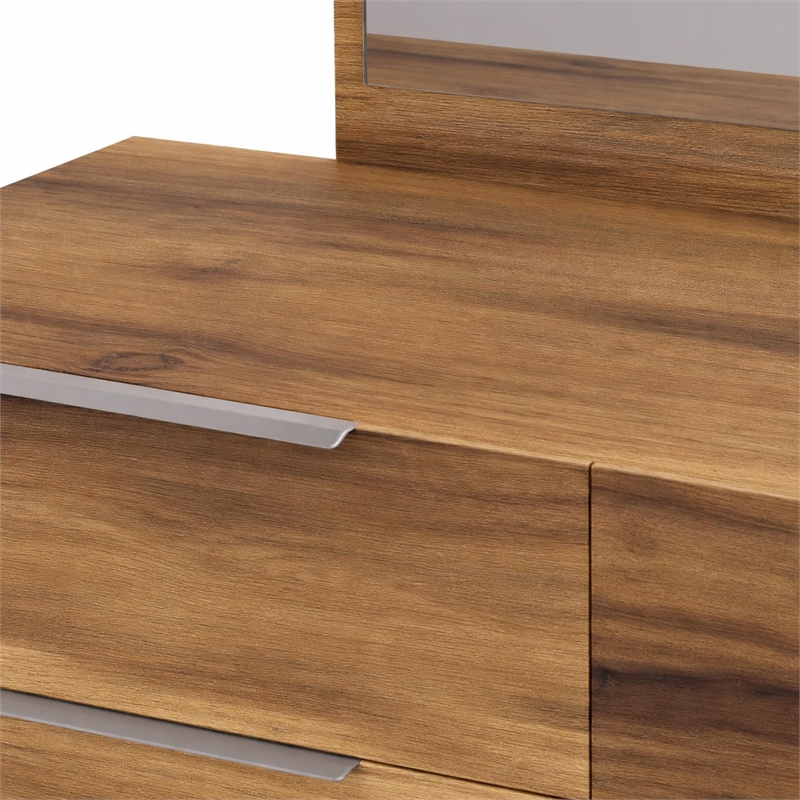 Pemberly Row Rectangular Veneer & Glass Mirror in Light Oak