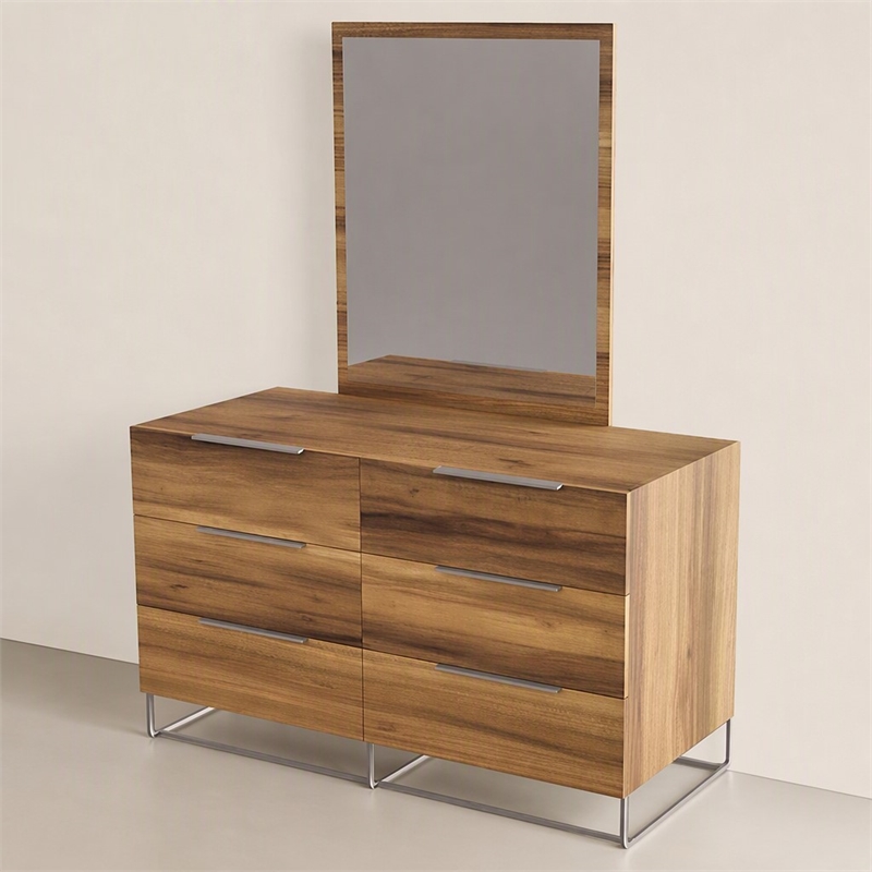 Pemberly Row Rectangular Veneer & Glass Mirror in Light Oak