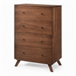 Pemberly Row Mid-Century Wood Chest with 4 Drawers in Walnut Finish