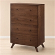 Pemberly Row Mid-Century Wood Chest with 4 Drawers in Walnut Finish