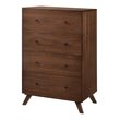 Pemberly Row Mid-Century Wood Chest with 4 Drawers in Walnut Finish