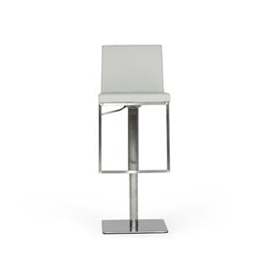 Pemberly Row Air Lift Adjustable Faux Leather Bar Stool in Light Gray