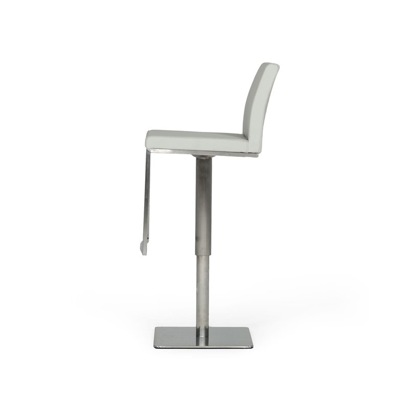 Pemberly Row Air Lift Adjustable Faux Leather Bar Stool in Light Gray