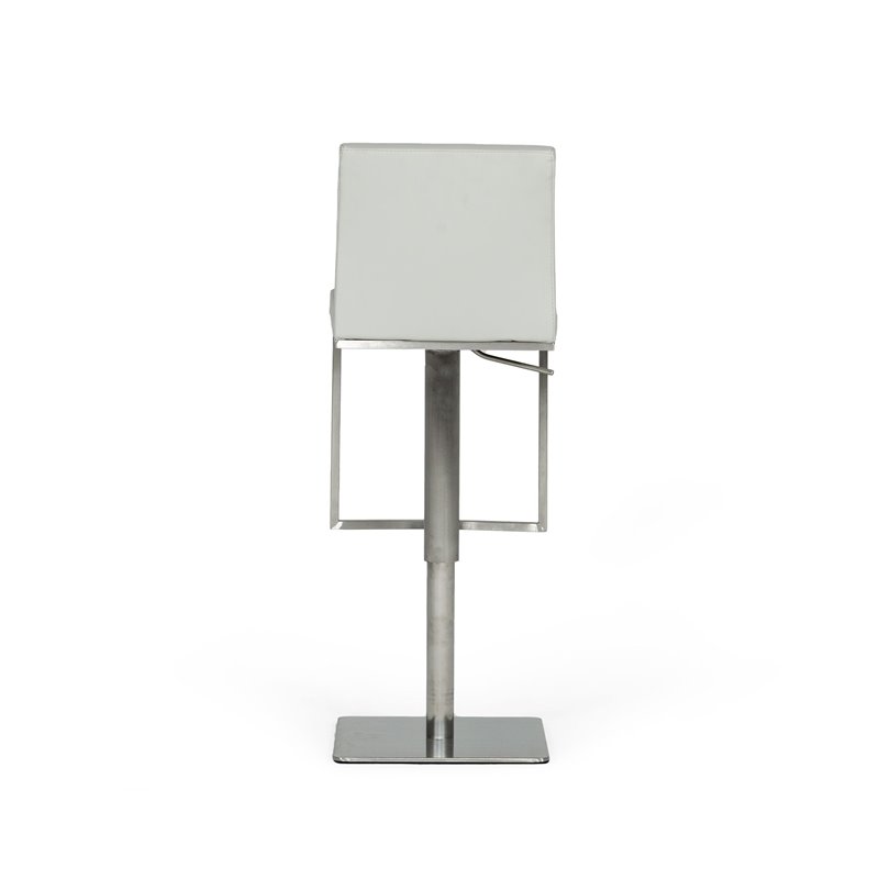 Pemberly Row Air Lift Adjustable Faux Leather Bar Stool in Light Gray