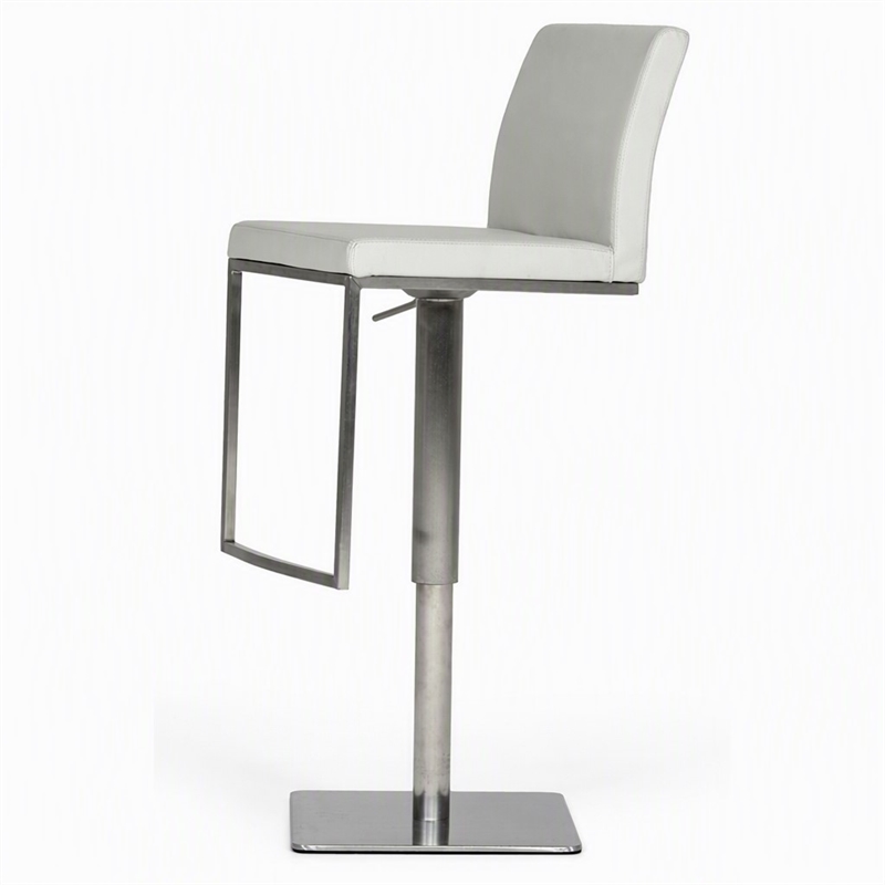Pemberly Row Air Lift Adjustable Faux Leather Bar Stool in Light Gray