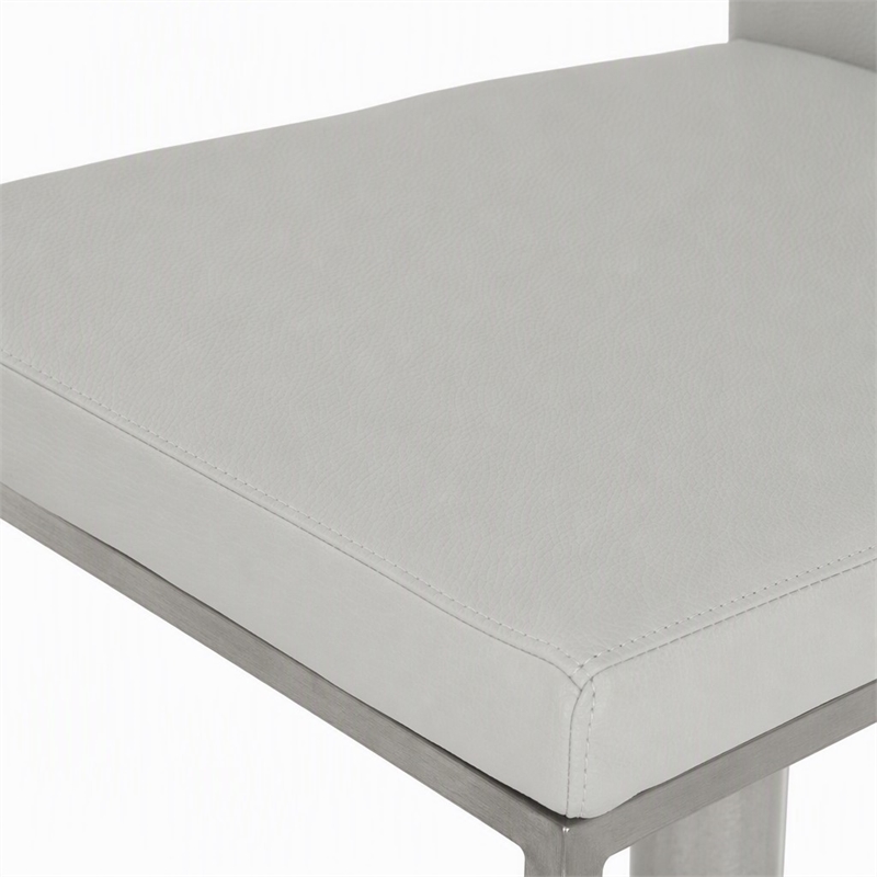 Pemberly Row Air Lift Adjustable Faux Leather Bar Stool in Light Gray
