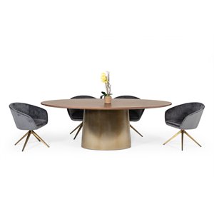 Pemberly Row Velvet Dining Chair with Metal Frame in Gray Bronze Finish
