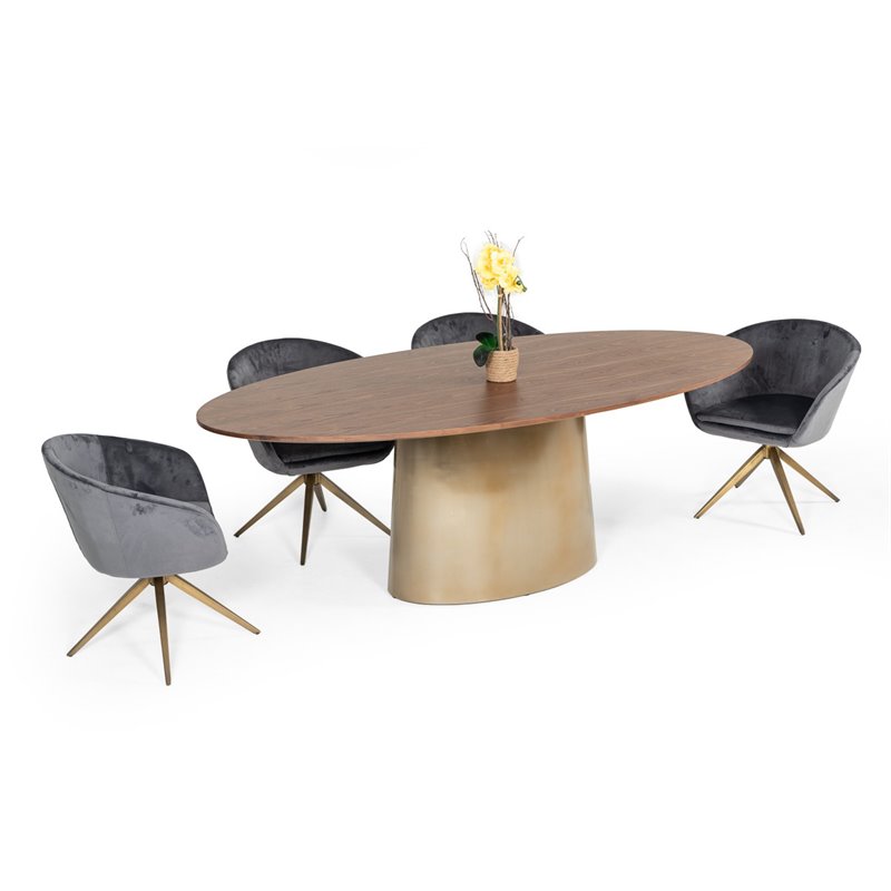 Pemberly Row Velvet Dining Chair with Metal Frame in Gray Bronze Finish
